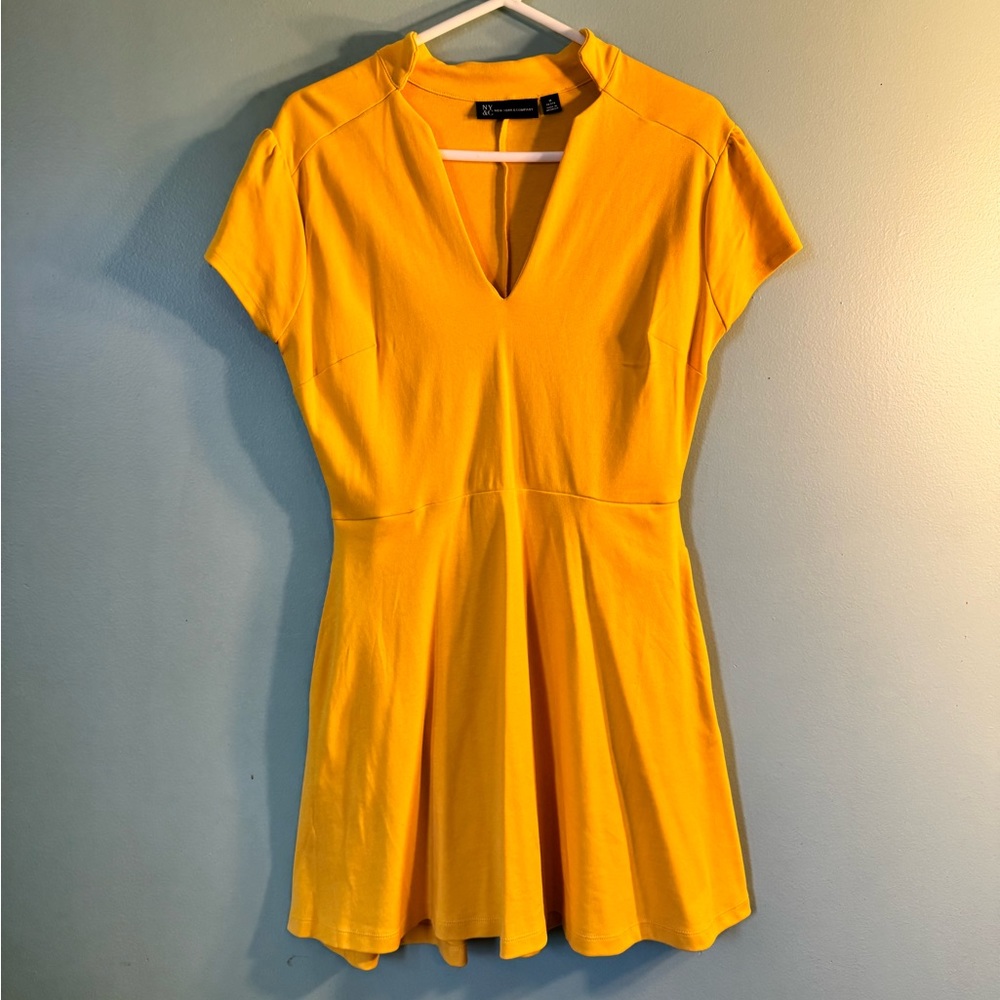 NY & C , lemon yellow, dress with pockets, size medium petite.